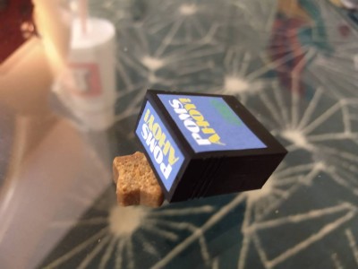 Exterior of one of the cartridges with a label inspired by one of my favorite C64 games as a very young child.