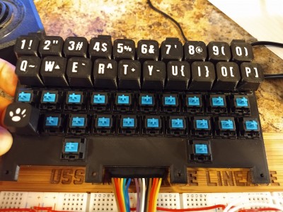 The prototype Cherry MX keyboard under construction.