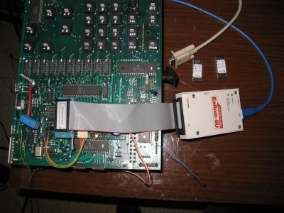 The "development board", it's a EMCO F1 milling machine CPU, slightly different than a lathe CPU with the EPROM emulator.