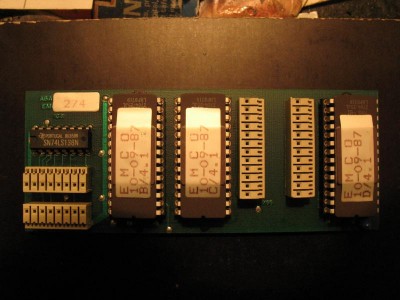 The original EPROM board with 2764 EPROM's and decoder.<br />EMCO made this board to upgrade from 2732 to 2764 EPROM's with the old CPU avoiding a new PCB layout.