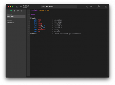 Screenshot of in-progress IDE with various number situations syntax highlighted