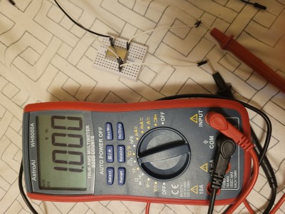 Meter reading crystal's output.