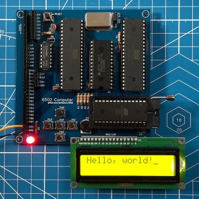my poorly designed pcb. intention was to make a "permanent" version of Eater's computer I could build on.