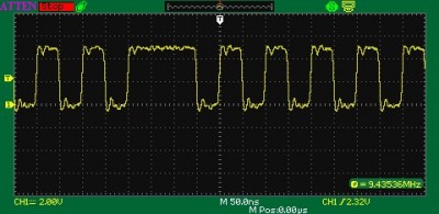 Scoping the clock side of the damping resistor