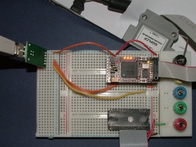 breadboard with OHO FPGA module and I2C interface