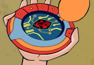 Winx Club, Season 1, Episode 9. Techna's body scanner with integrated ladybug drone and holographic display.