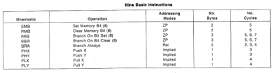 Nine "basic" instructions added to R65C19