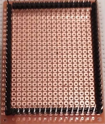 its kinda funny, the basic pin header rows i got break so two of them make a full circle around these 5x7cm perfboards