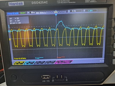 Resistors on RDY cause very slow slew rates and limit clock speed