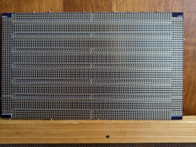 Initial stacking breadboard design -- what OSH Park produced.