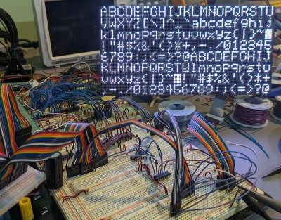 LED panel, first demo showing 5x7 font