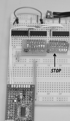 It works with the CABLE (top left), Stop bit is clear.