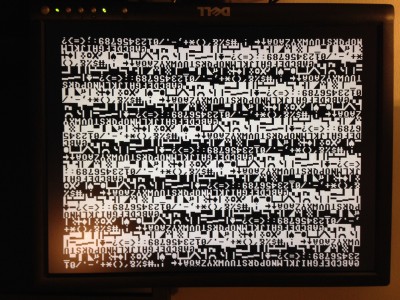 400x256 PAL, black and white for now, bit banged using USART in MSPI mode.
