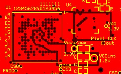 Internal 3.3V main, 3.3V filtered for FPGA Vcco/aux and 3.3V filtered for videoDAC 3.3V VAA, and FPGA 1.2V planes.