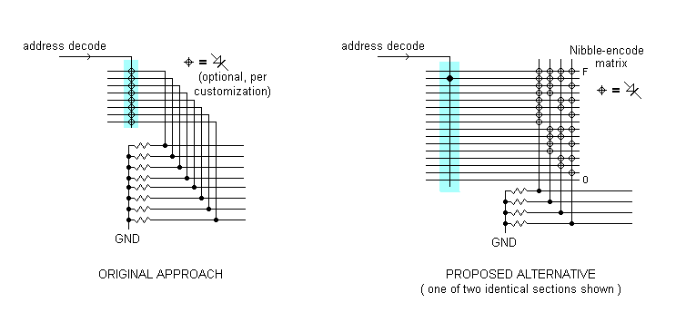 EDIT: the right-hand portion of this diagram fails to show how diodes are used between the two identical sections. Please see the revised diagram below.