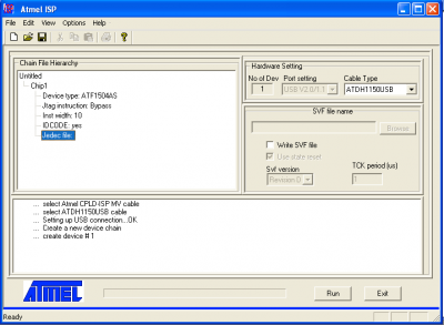 ATMEL ISP successfully detects programming cable