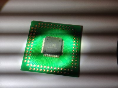 TQFP-100 ATF1508AS on Test Adapter