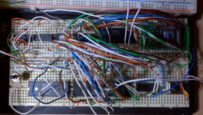 The main breadboard - wiring nightmare