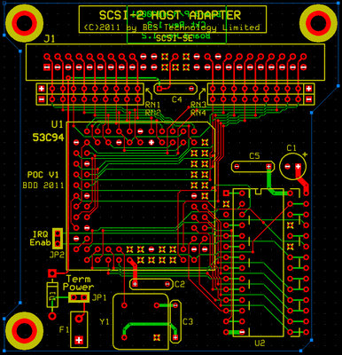 SCSI host adapter printed circuit board layout