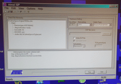 AtmelISP Set Up to Verify CPLD Via JTAG