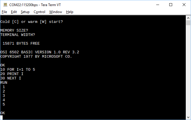 SDC_Zero running OSI Basic from ROM