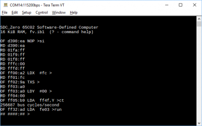 SDC_Zero hardware monitor terminal session