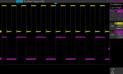 Executing LDA #$A9 (yellow is clock, purple is A0)