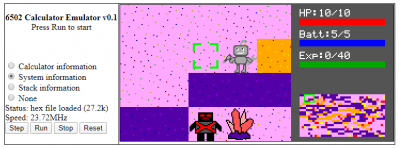 CC65 version of Robot Game running on JavaScript emulator