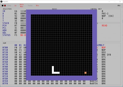 Easy6502 Snake game running on My6502
