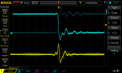 Not sure if the blue trace causes the yellow one, but nasty stuff.