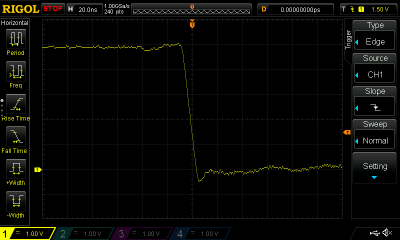 Adding a schottky diode to ground reduces undershoot. Using the ground springy thing.